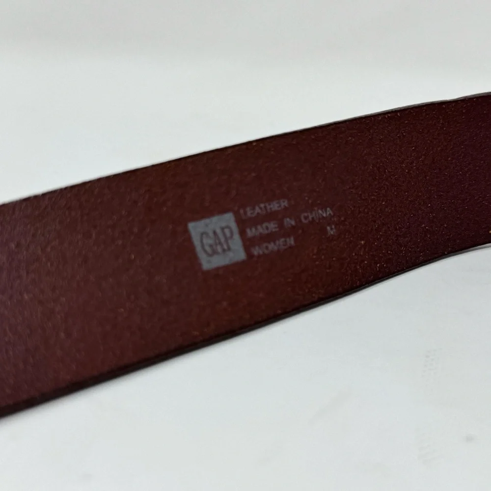 GAP Brown Leather Belt with Silver Rectangular Buckle
